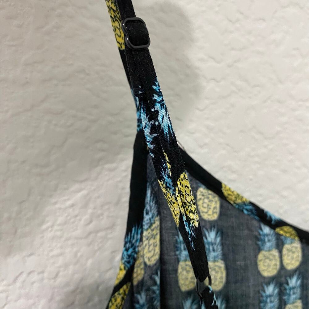 Divided H&M Pineapple Jumpsuit Black Yellow Adjustable Straps Pockets Sz 10 - Picture 8 of 12